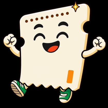 Sparky, the cream ticket character with a golden star, waving hello.